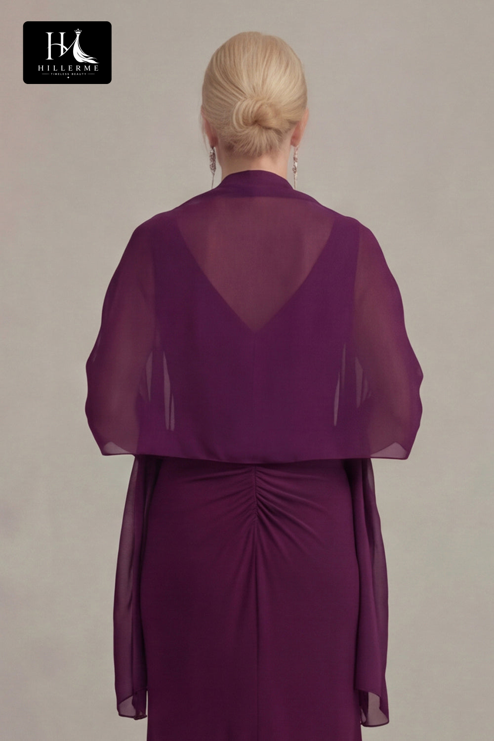 Fitted Floor-Length Chiffon Mother of the Bride Dress with V-Neck and Overlay