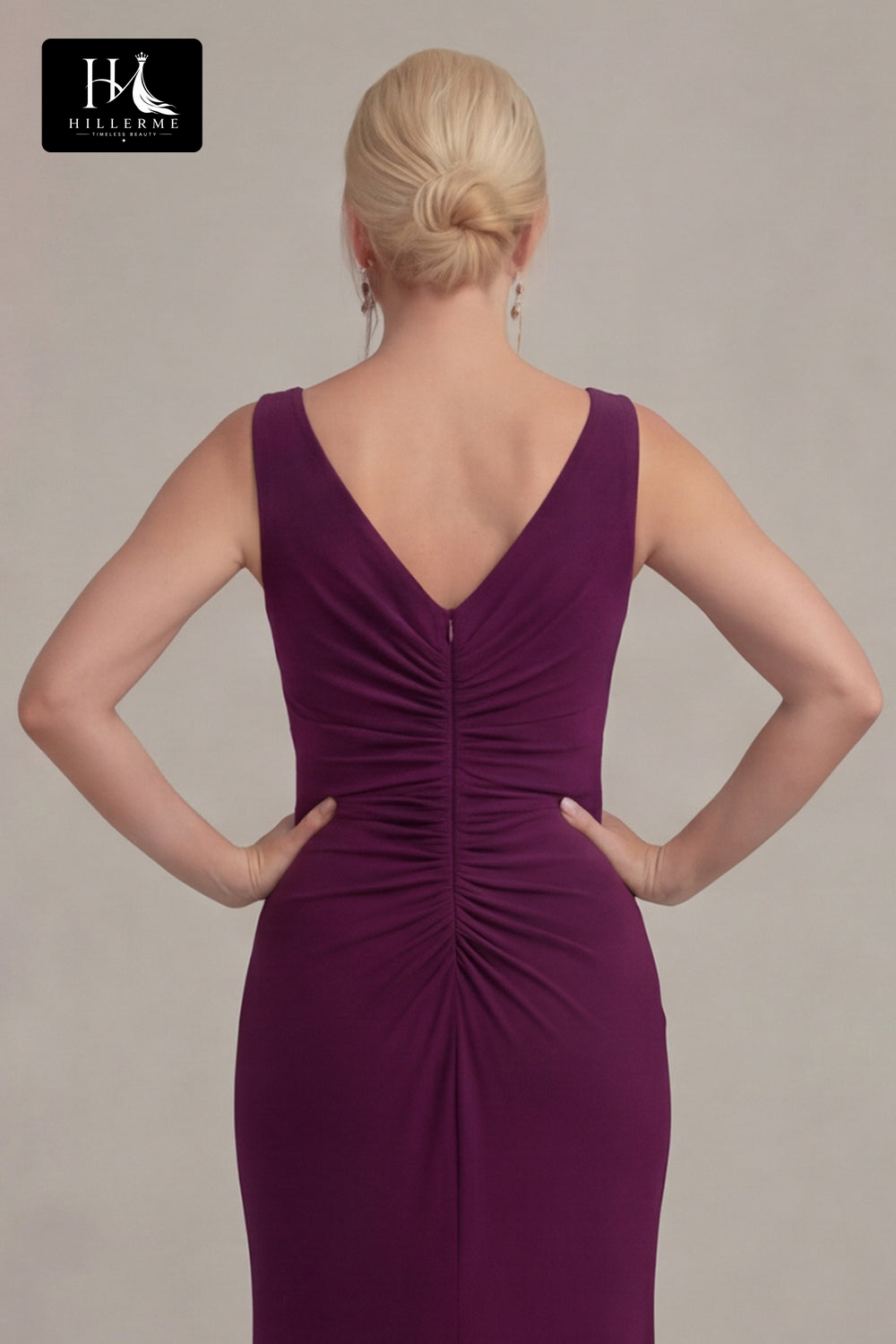 Fitted Floor-Length Chiffon Mother of the Bride Dress with V-Neck and Overlay