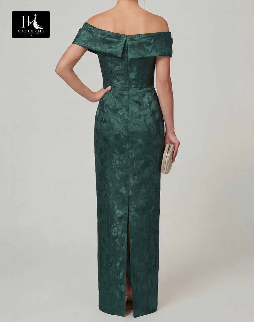 Sleeveless Bateau-Neck Jacquard Satin Floor-Length Mermaid Mother of the Bride Dress