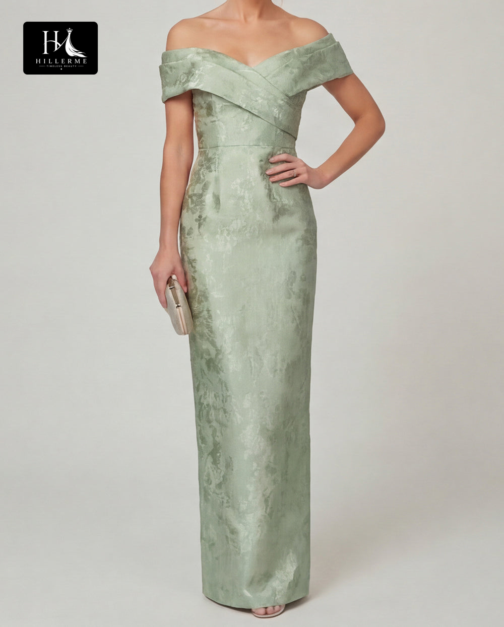 Sleeveless Bateau-Neck Jacquard Satin Floor-Length Mermaid Mother of the Bride Dress