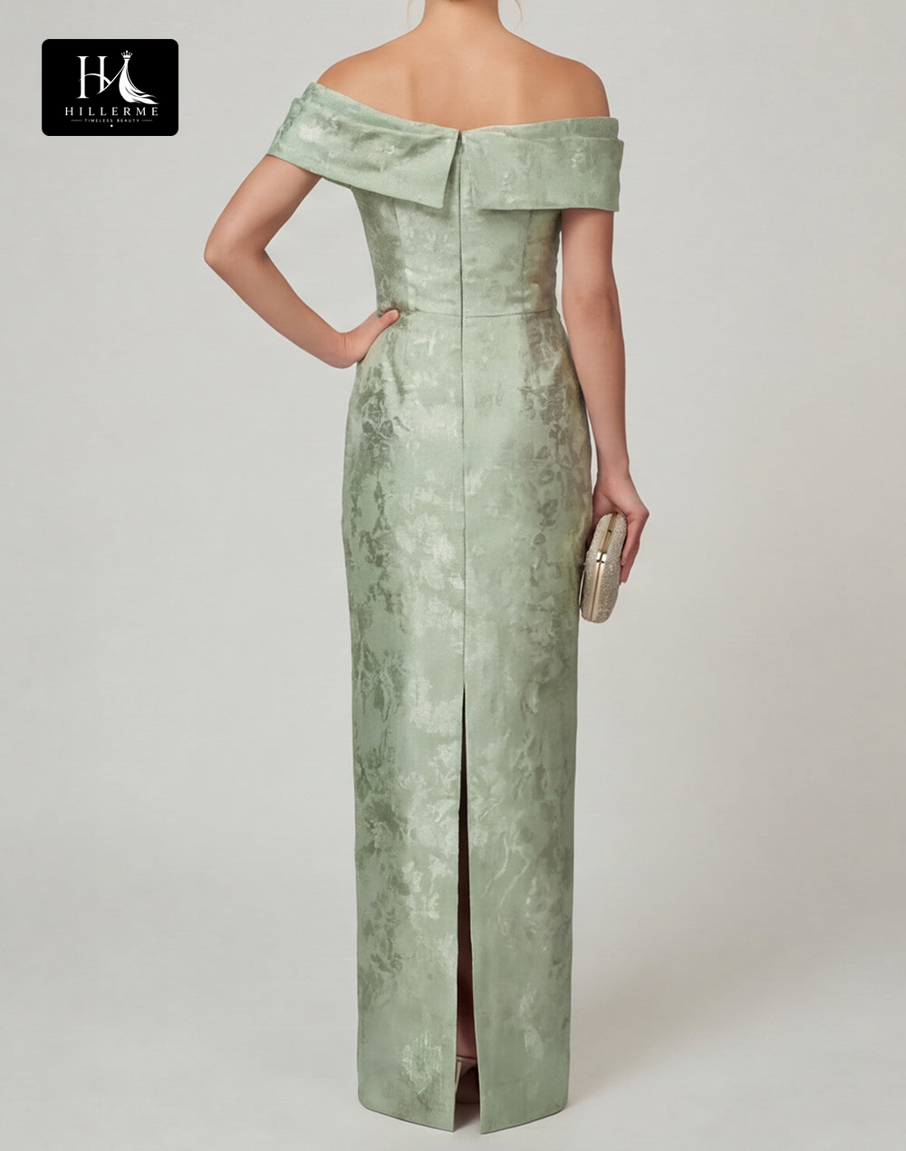 Sleeveless Bateau-Neck Jacquard Satin Floor-Length Mermaid Mother of the Bride Dress