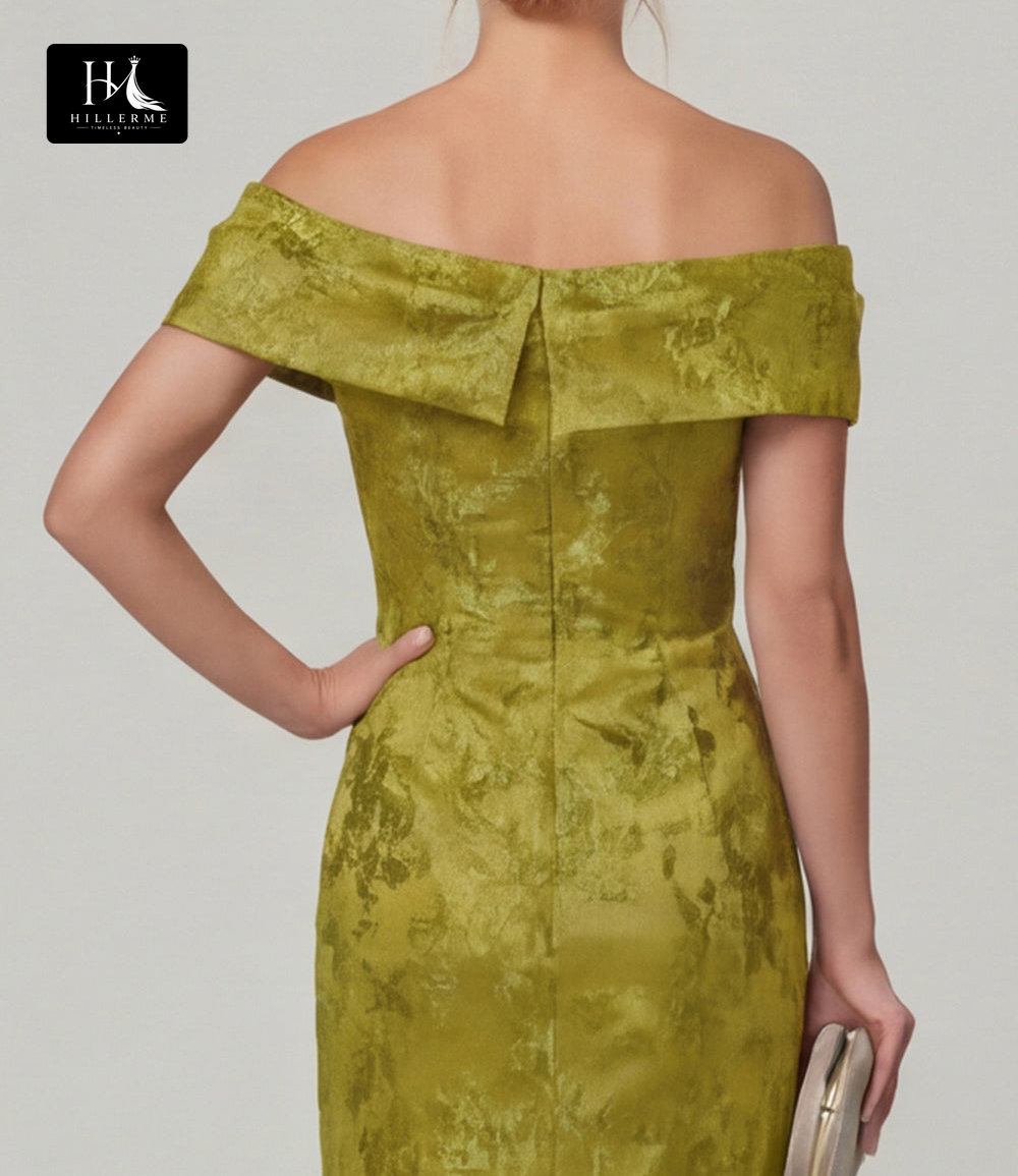 Sleeveless Bateau-Neck Jacquard Satin Floor-Length Mermaid Mother of the Bride Dress