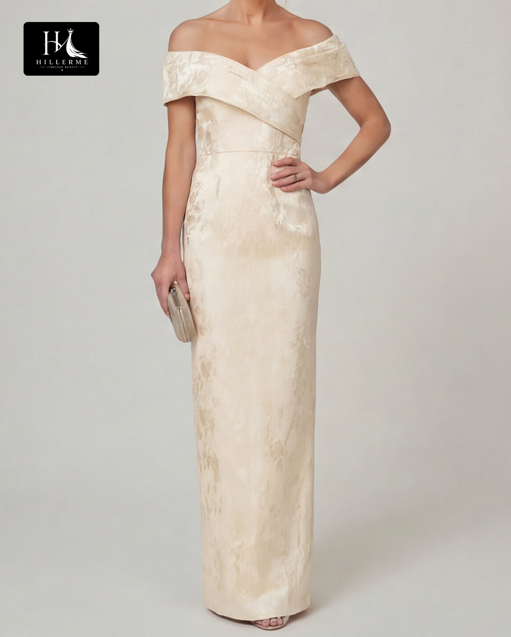 Sleeveless Bateau-Neck Jacquard Satin Floor-Length Mermaid Mother of the Bride Dress
