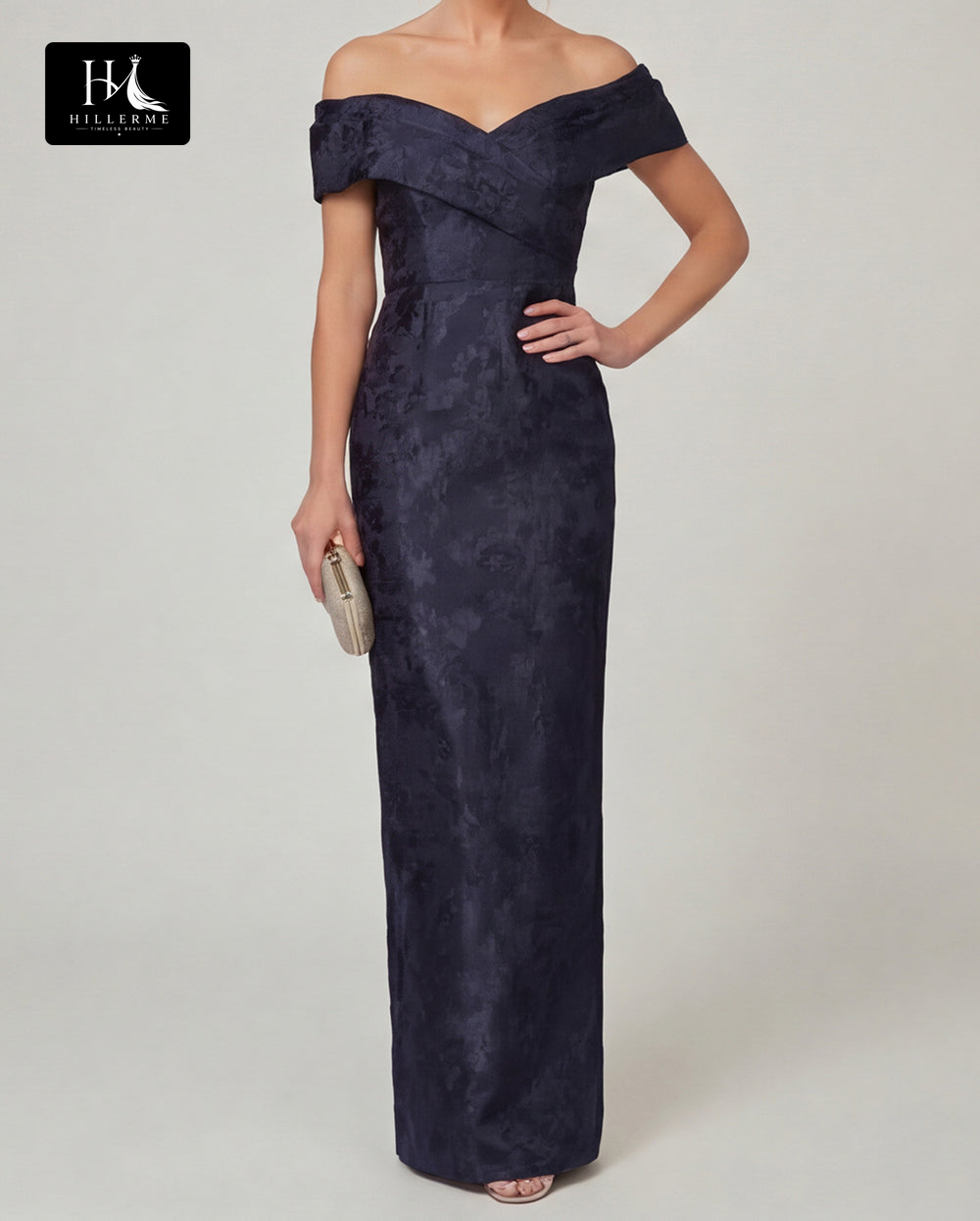Sleeveless Bateau-Neck Jacquard Satin Floor-Length Mermaid Mother of the Bride Dress