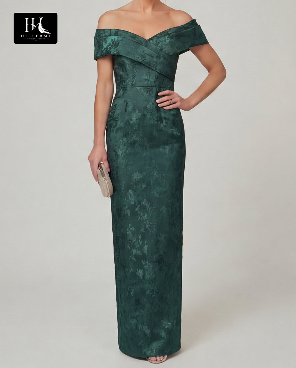 Sleeveless Bateau-Neck Jacquard Satin Floor-Length Mermaid Mother of the Bride Dress