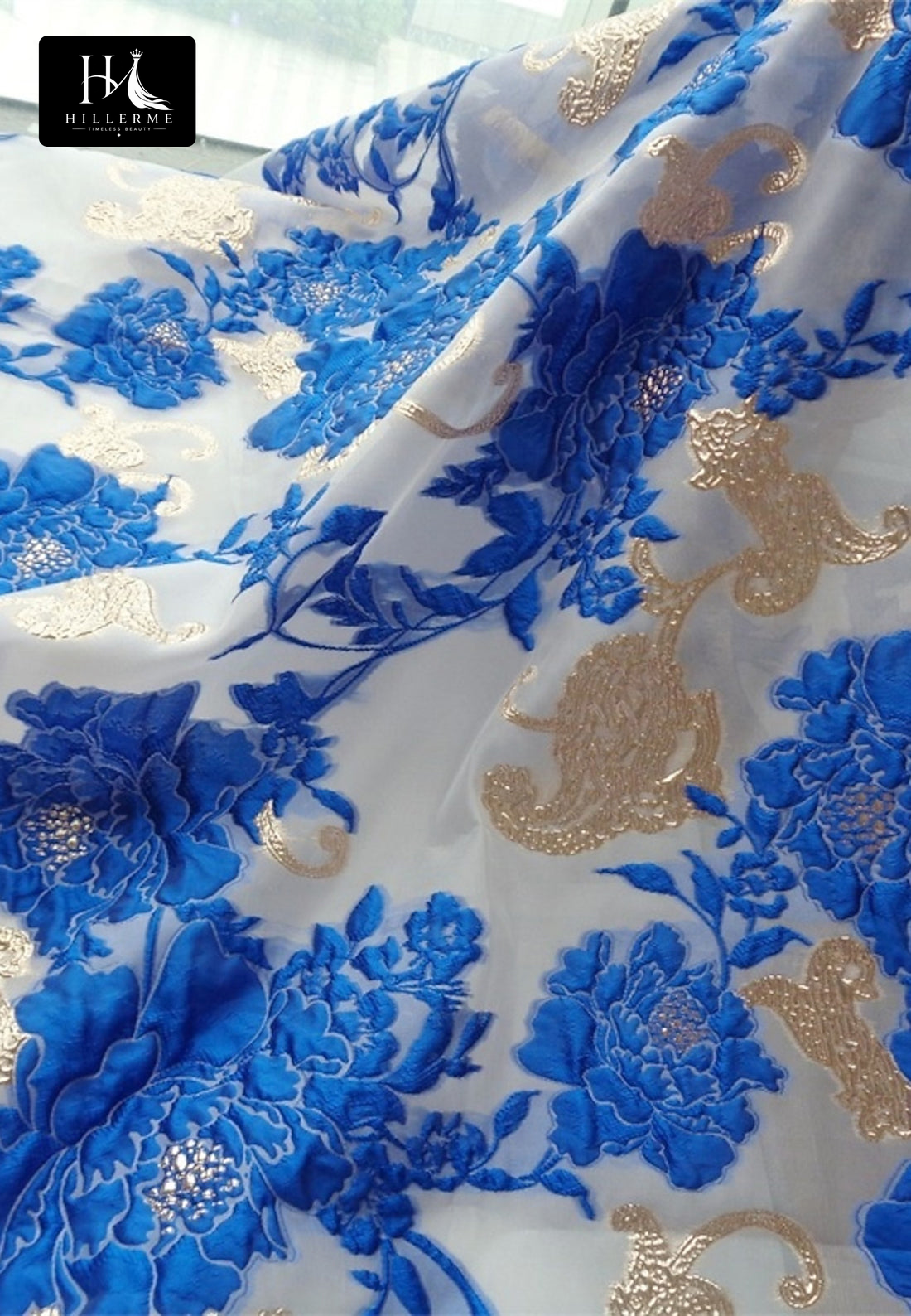 Structured Collar 3/4-Sleeve Jacquard Chiffon A-Line Mother of the Bride Dress with High Slit