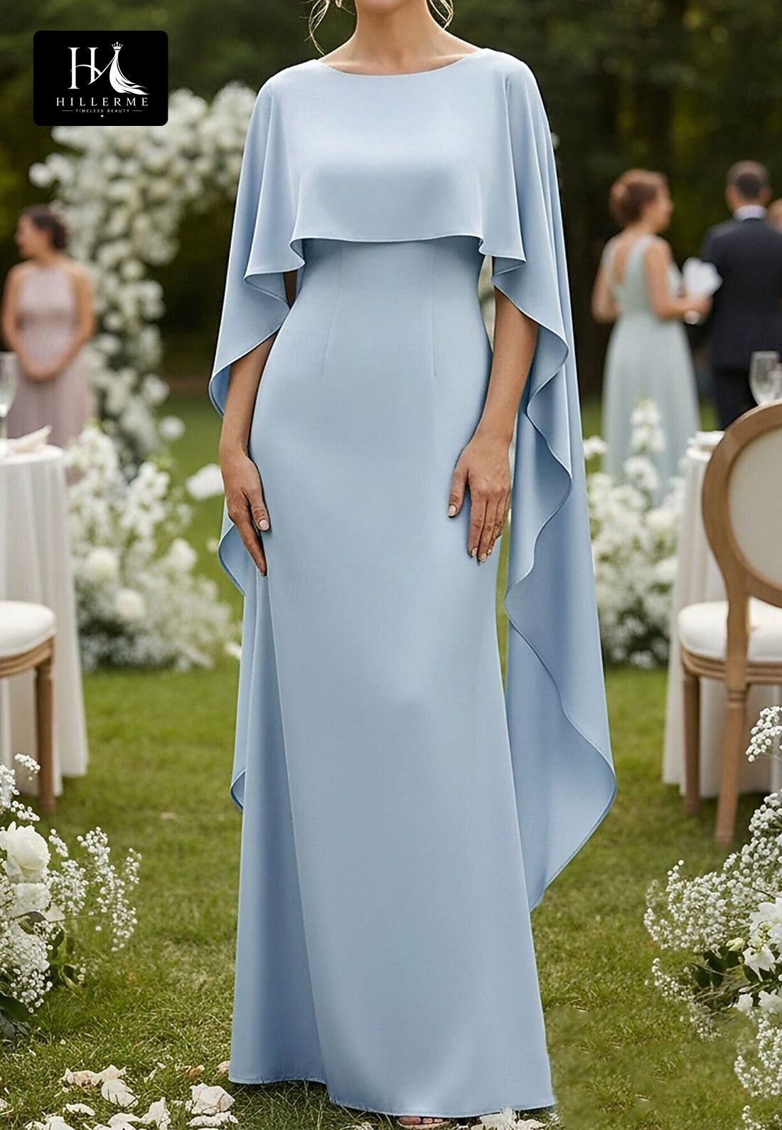Sleeveless Chiffon Fitted Mother of the Bride Dress with Scoop Neck and Overlay