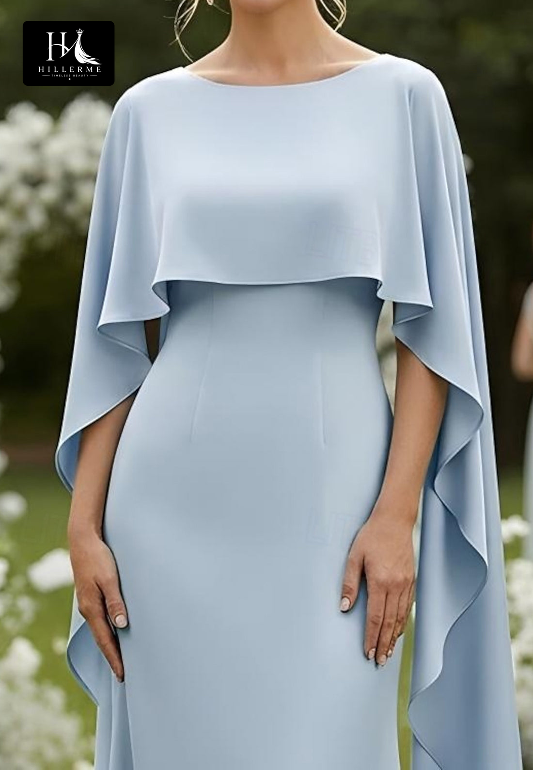 Sleeveless Chiffon Fitted Mother of the Bride Dress with Scoop Neck and Overlay