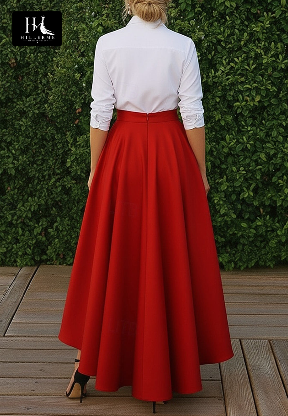 Two-Tone Satin Pleated High-Low A-Line Gown with Collared V-Neck for Mother of the Bride