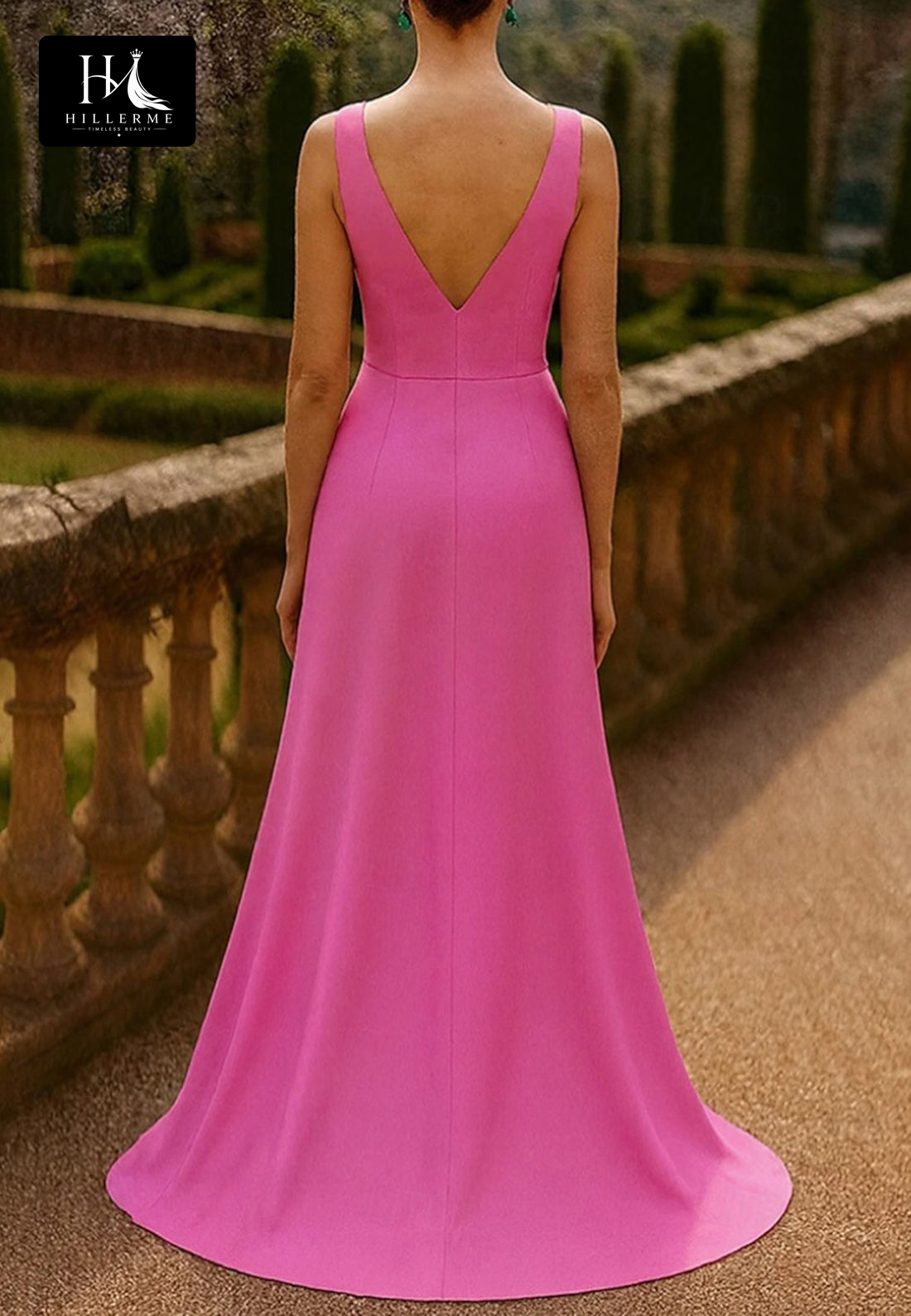 Sleek Floor-Length A-Line Gown with Deep V-Neck and Sequined Satin-Chiffon Blend for Mother of the Bride