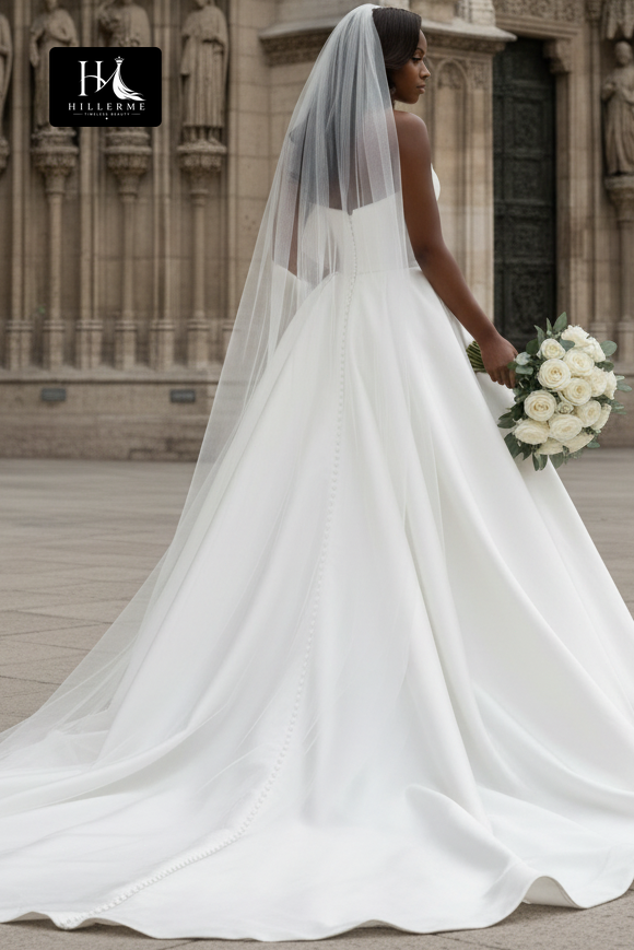 Sweetheart Off-Shoulder Satin Pleated A-Line Bridal Gown with Train