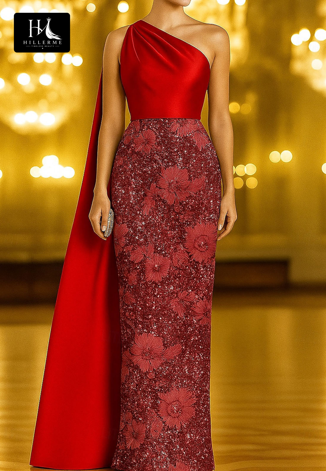 Sleek Mermaid Evening Gown with Asymmetrical Neckline and Sequined Appliqués for Mother of the Bride