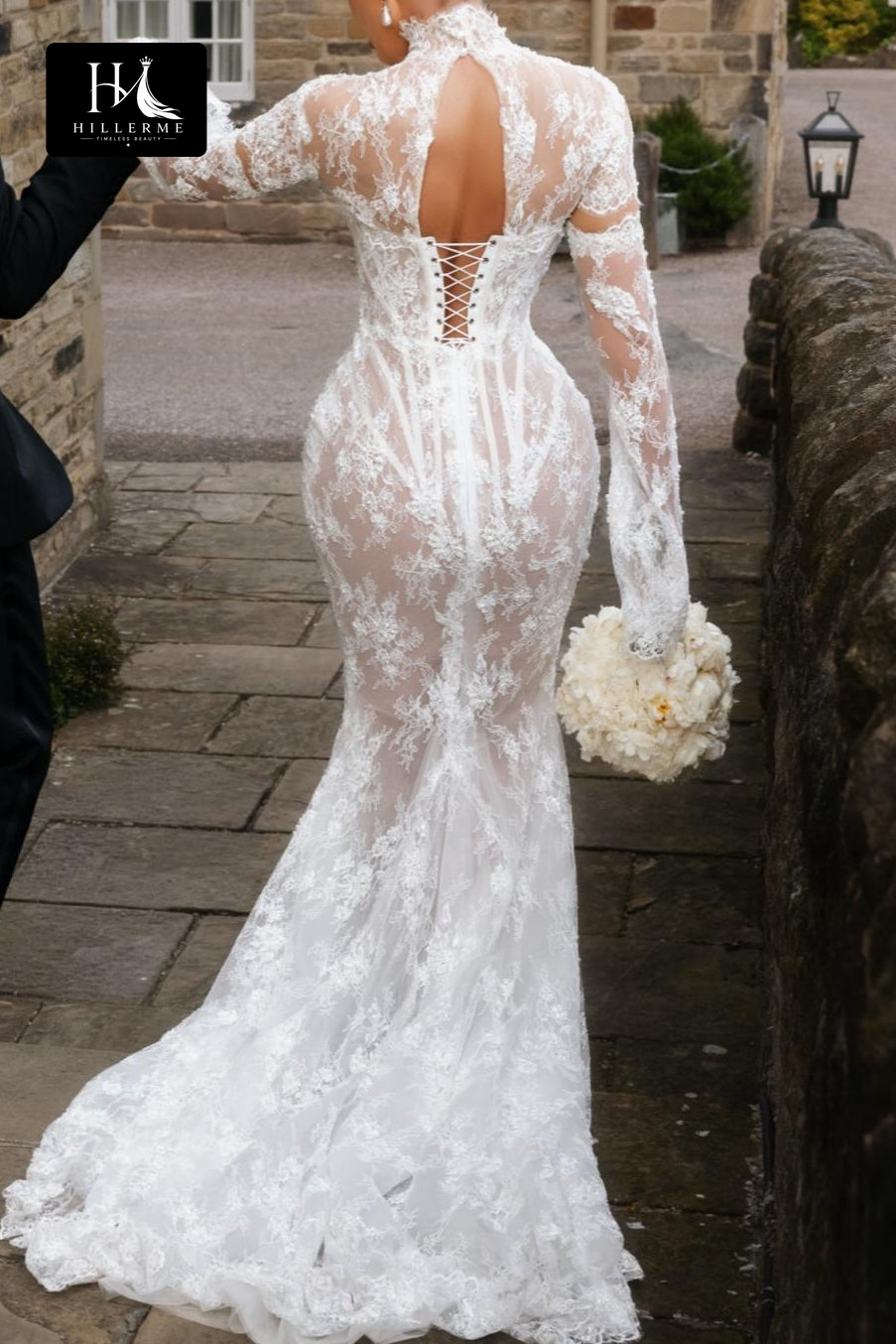 High Neck Lace Corset Mermaid Wedding Dress
