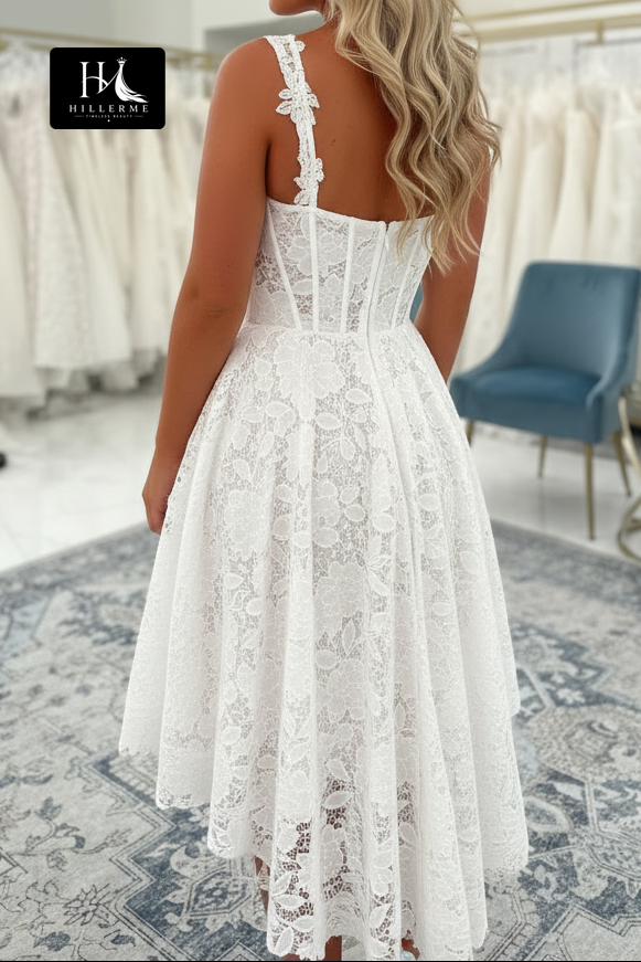 Romantic Floral Lace Corset A-Line Knee-Length Gown