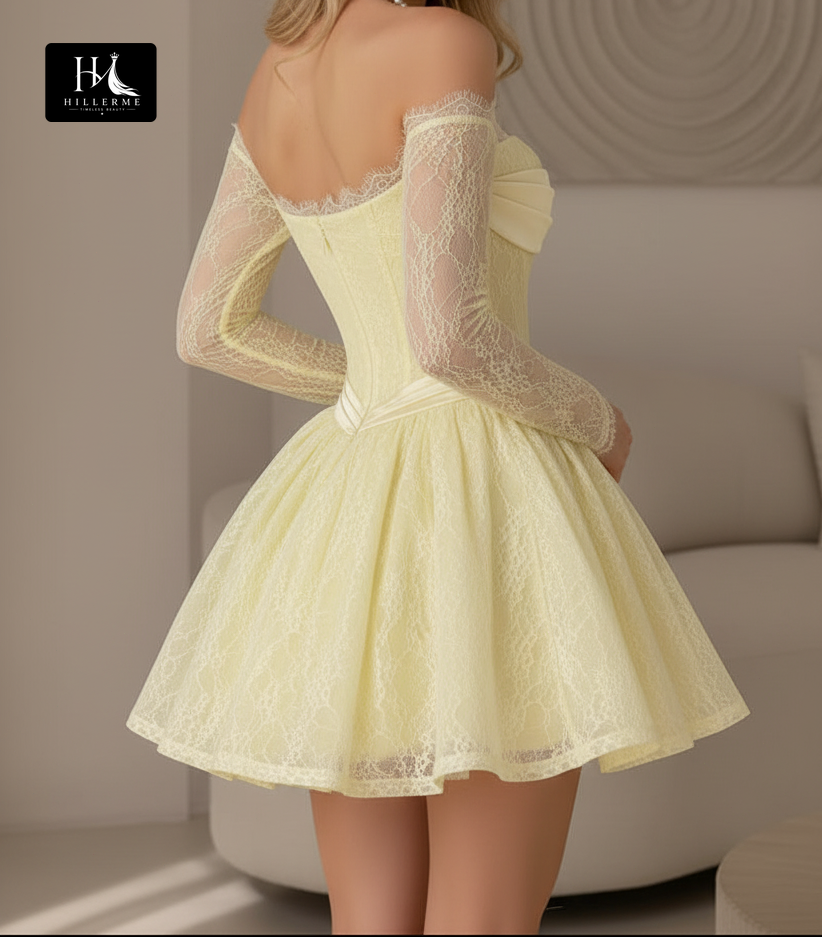 Floral Lace Off-the-Shoulder Corset Mini Dress