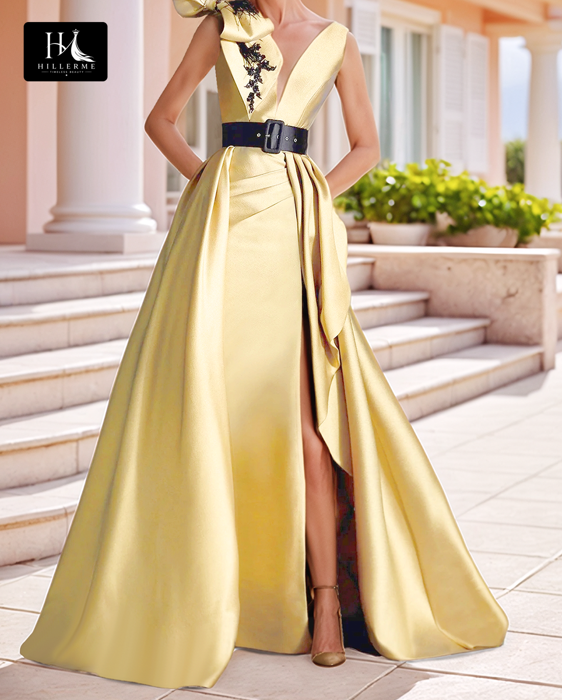 Sleeveless A-Line Cocktail Dress with Deep V-Neck Straps and Applique Pleating for Mother of the Bride