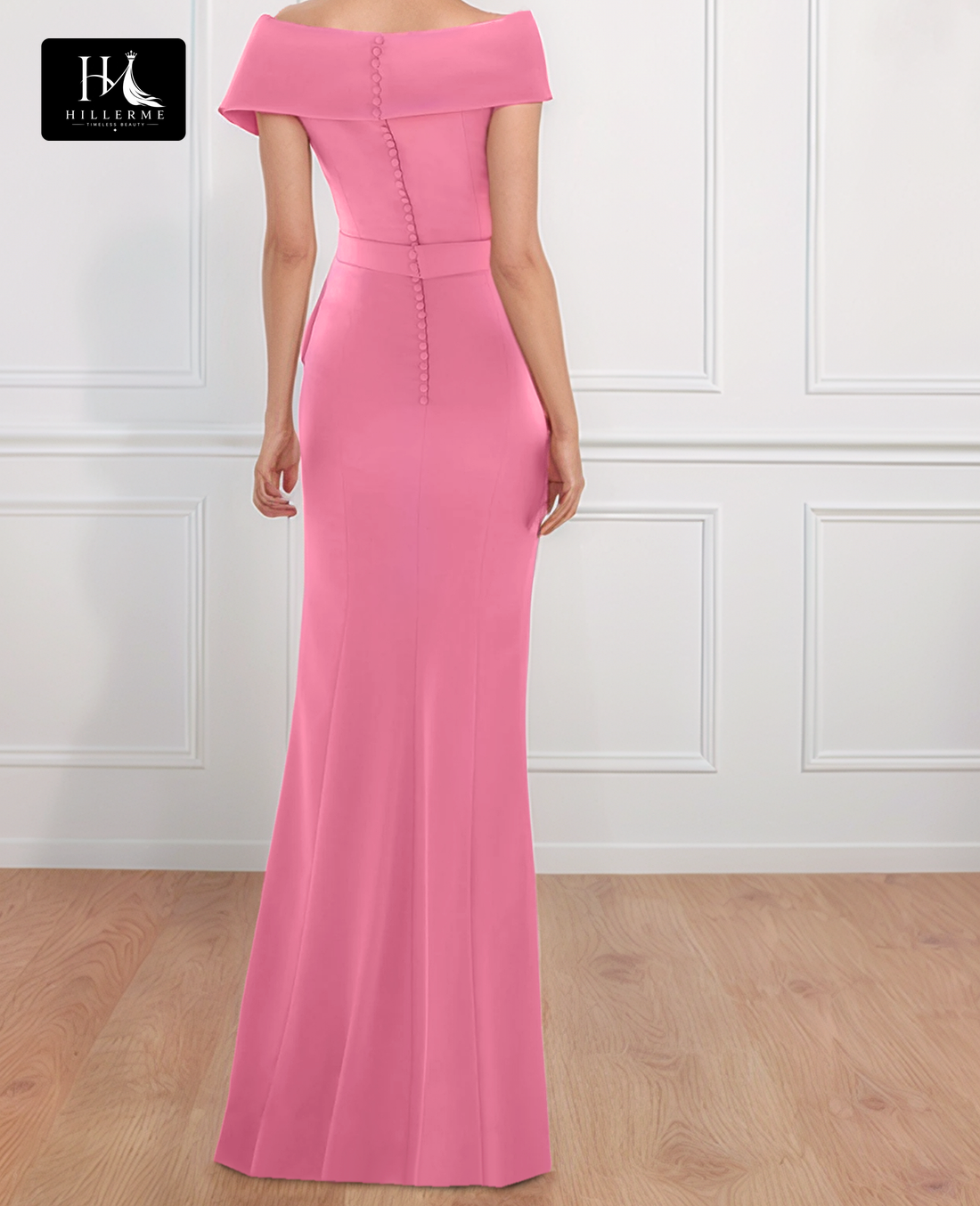 Asymmetrical-Neck Cap-Sleeve Mermaid Floor-Length Satin Cocktail Gown for Mother of the Bride