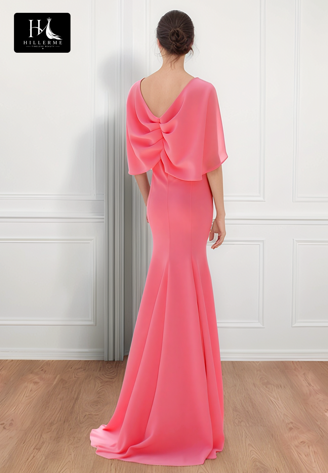 Strapless V-Neck Floor-Length Chiffon Mermaid Mother of the Bride Dress with Overlay