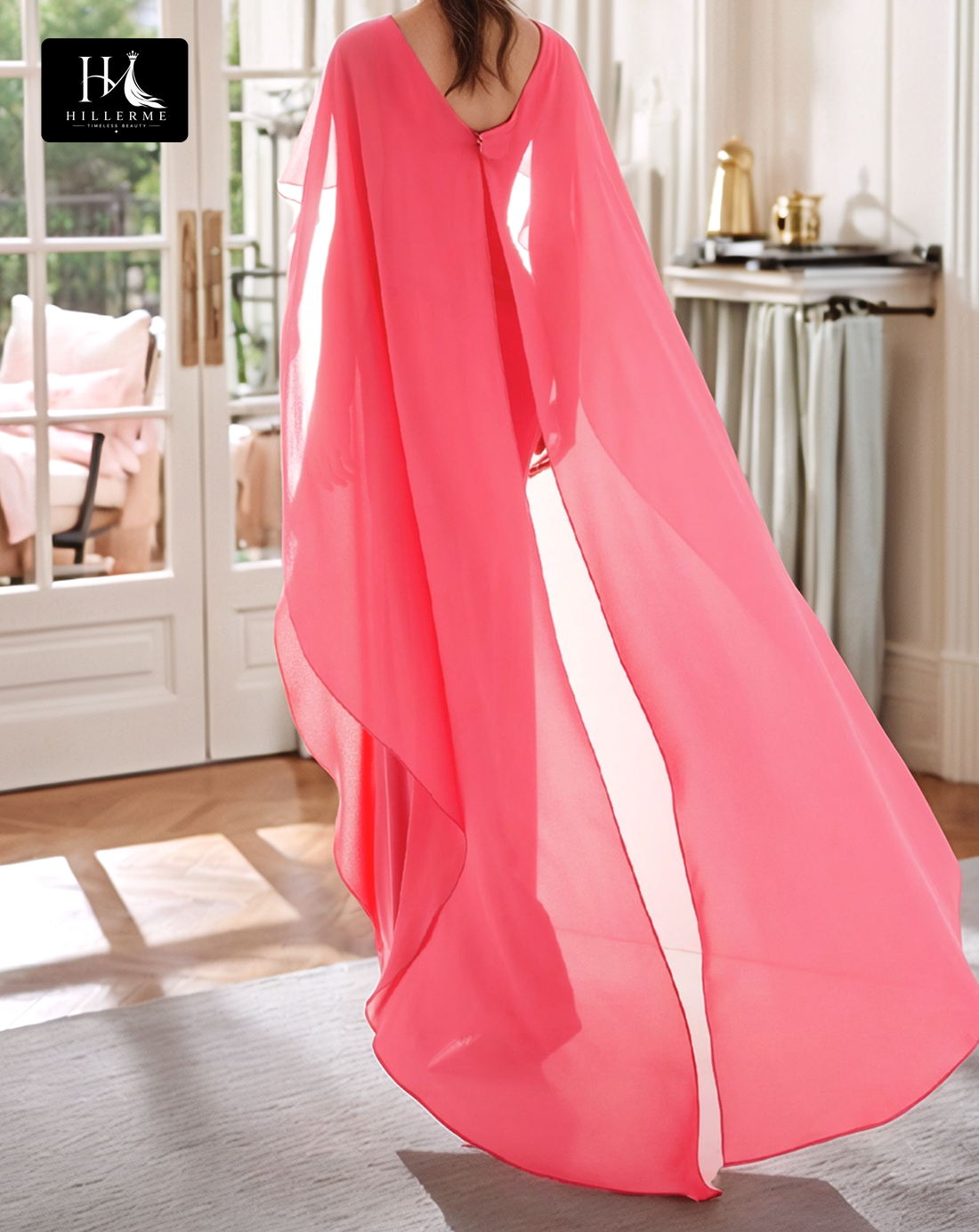 Sleeveless Deep V-Neck Cocktail Gown with Pleated Sweep Train for Mother of the Bride
