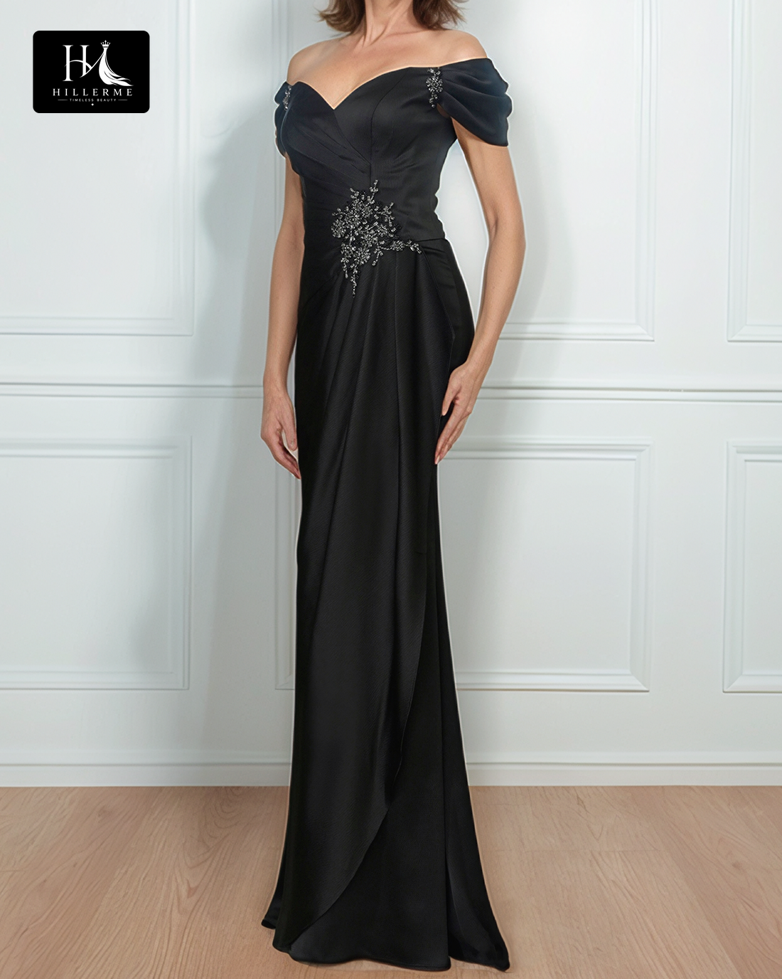Sweetheart Off-Shoulder Sleeveless Pleated Floor-Length Satin Mermaid Mother of the Bride Dress