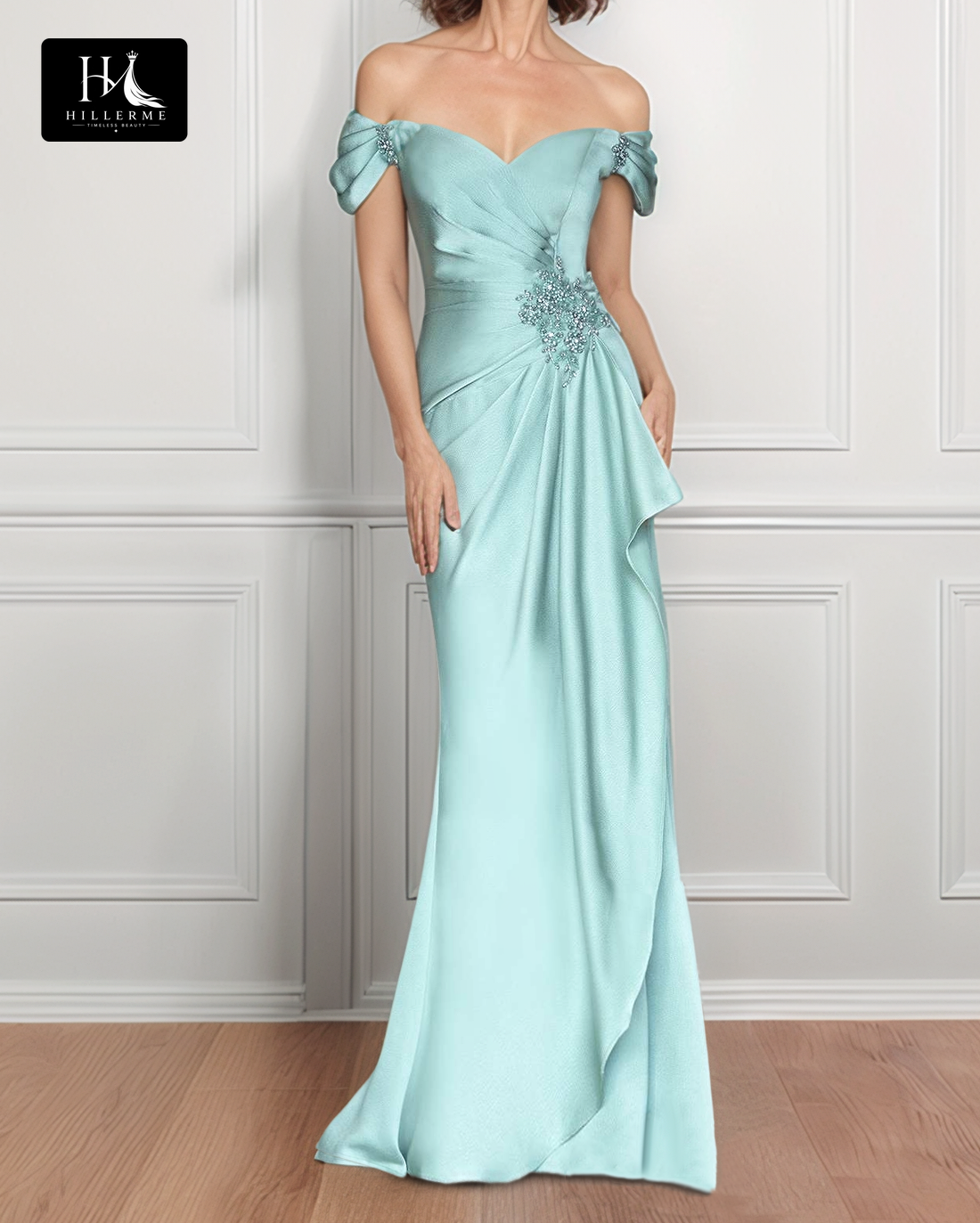 Sweetheart Off-Shoulder Sleeveless Pleated Floor-Length Satin Mermaid Mother of the Bride Dress