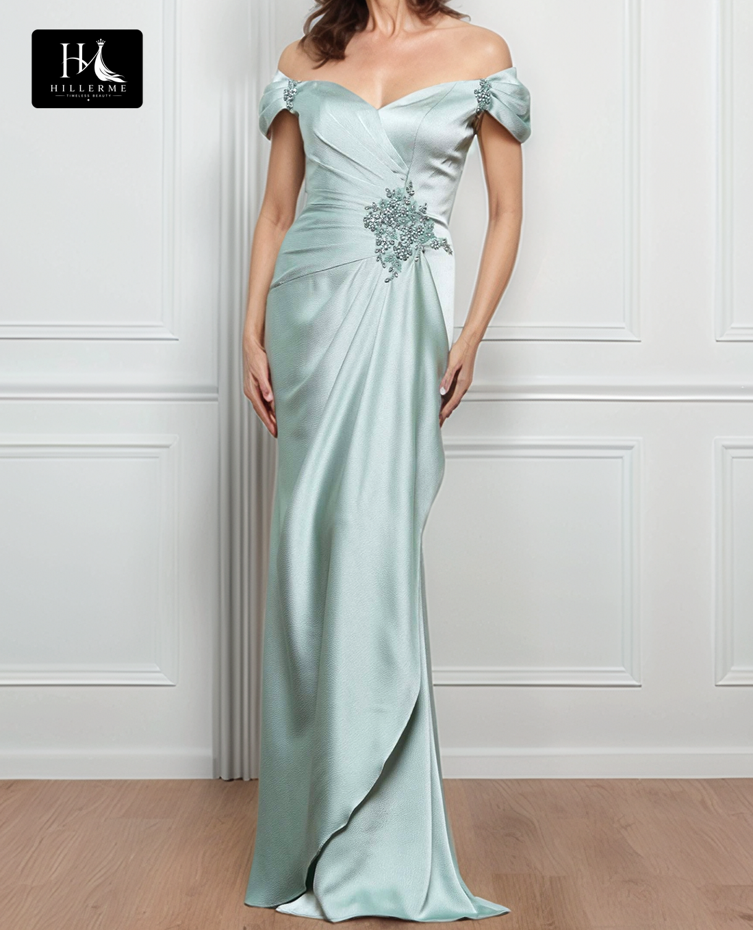 Sweetheart Off-Shoulder Sleeveless Pleated Floor-Length Satin Mermaid Mother of the Bride Dress