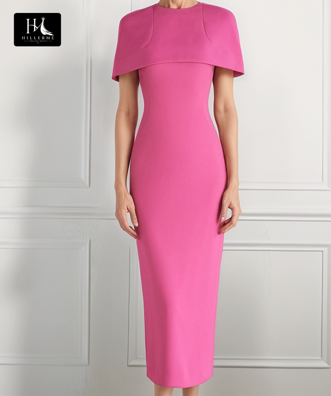 Scoop-Neck Off-Shoulder Midi Mermaid Gown with Simple Straps and Overlay for Mother of the Bride