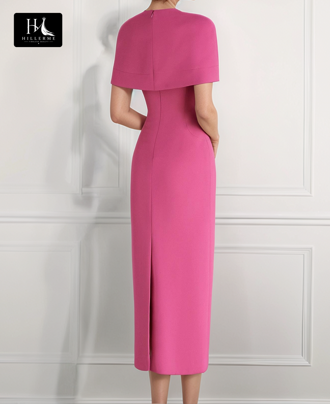 Scoop-Neck Off-Shoulder Midi Mermaid Gown with Simple Straps and Overlay for Mother of the Bride