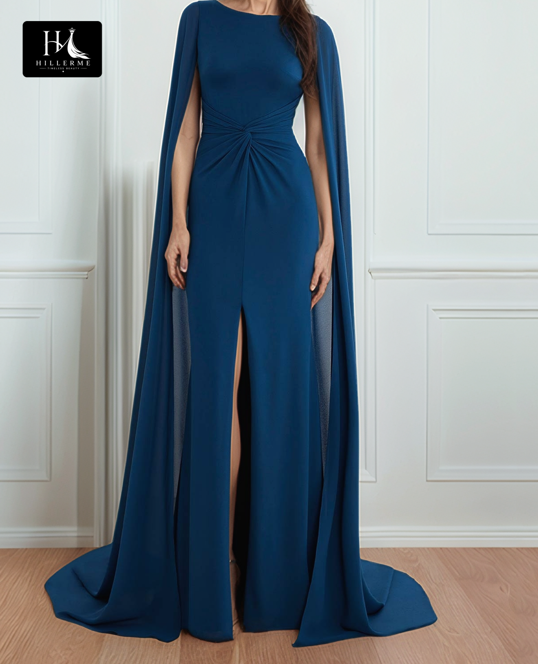 Sleeveless Mermaid Cocktail Dress with Scoop Neck and Pleated Sweep Train for Mother of the Bride