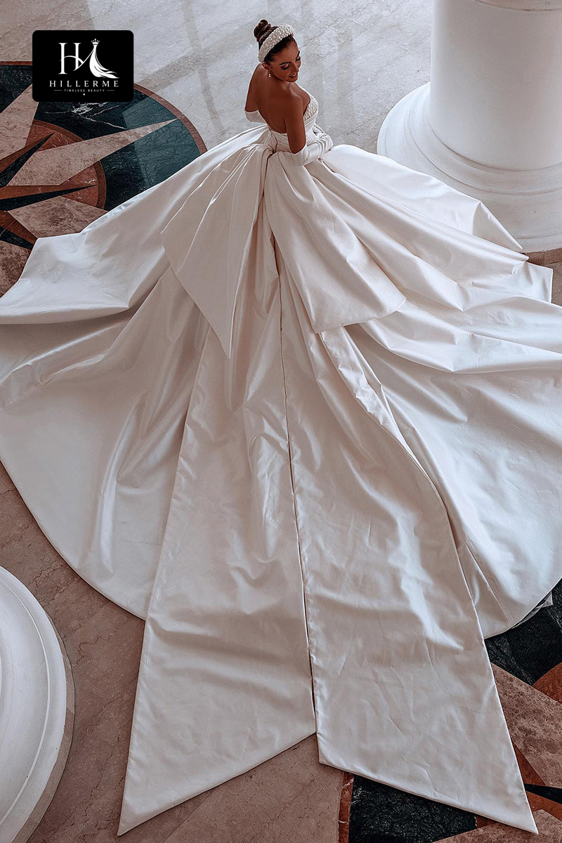 Strapless Ball Gown Wedding Dress with Pearl Embellishments