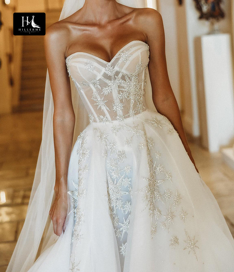 30500 - Rustic A-Line Sweetheart Bridal Gown with Applique Details