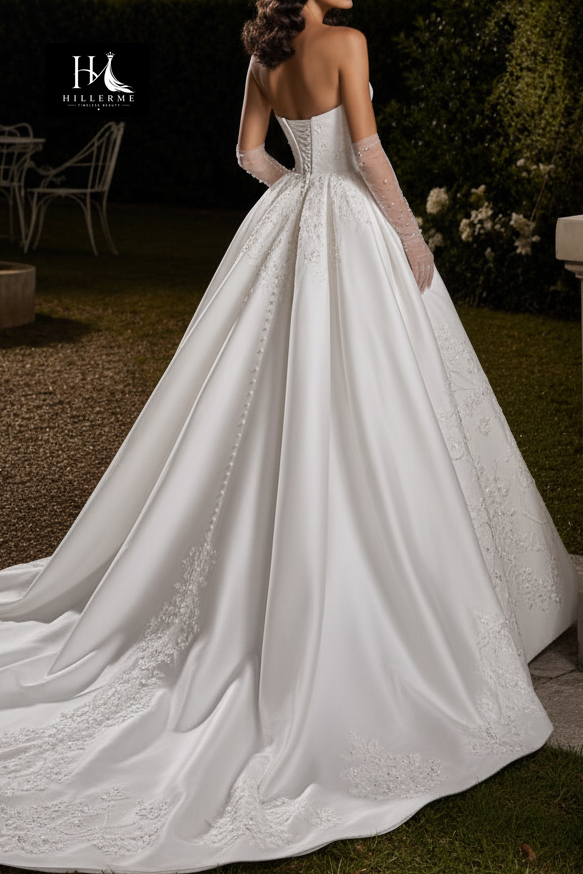 Strapless Mermaid Wedding Dress with Detachable Overskirt and Cathedral Train